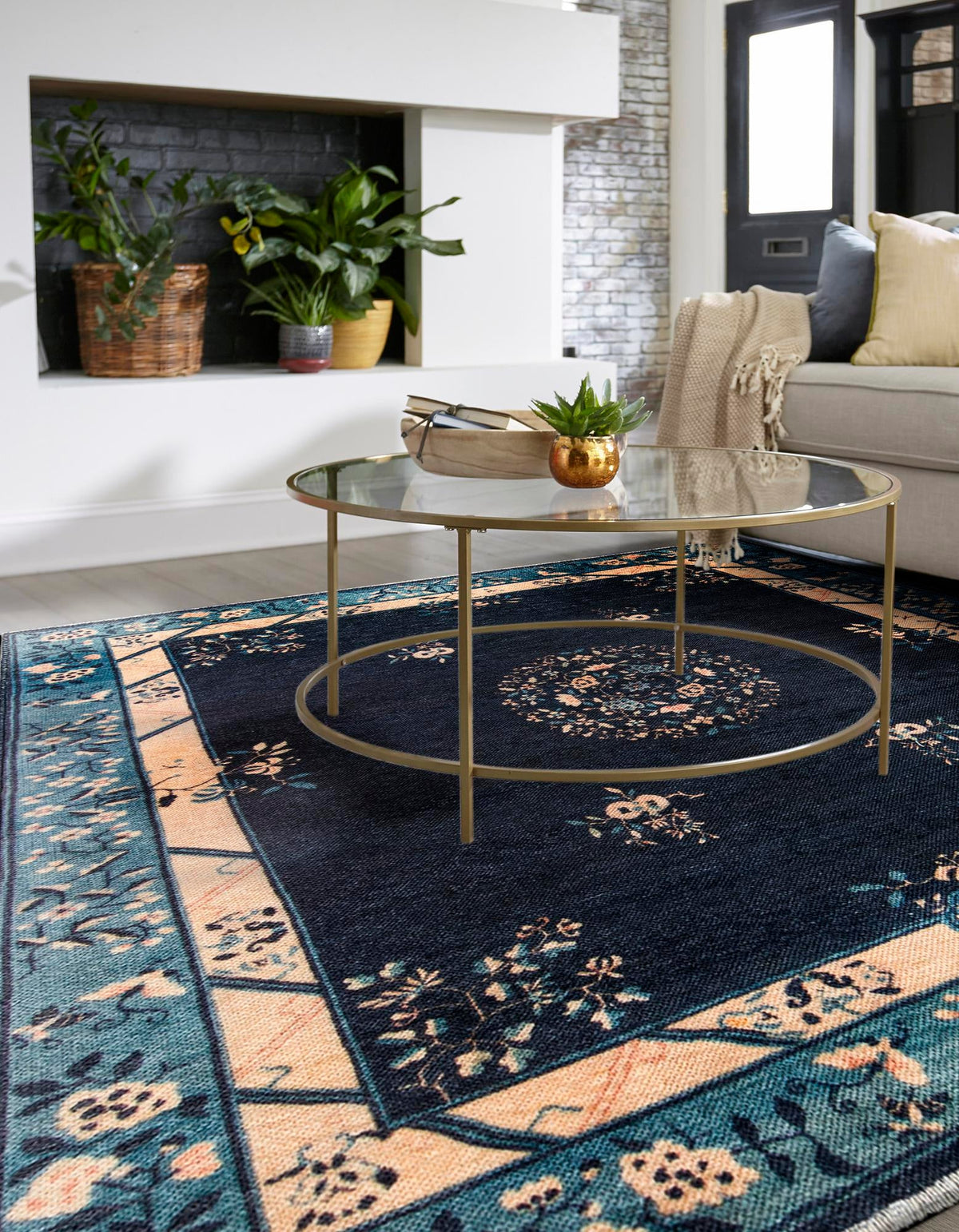 Bazaar Chic Collection Area Rug -  Ouarzazate Square Navy Blue  lifestyle 37