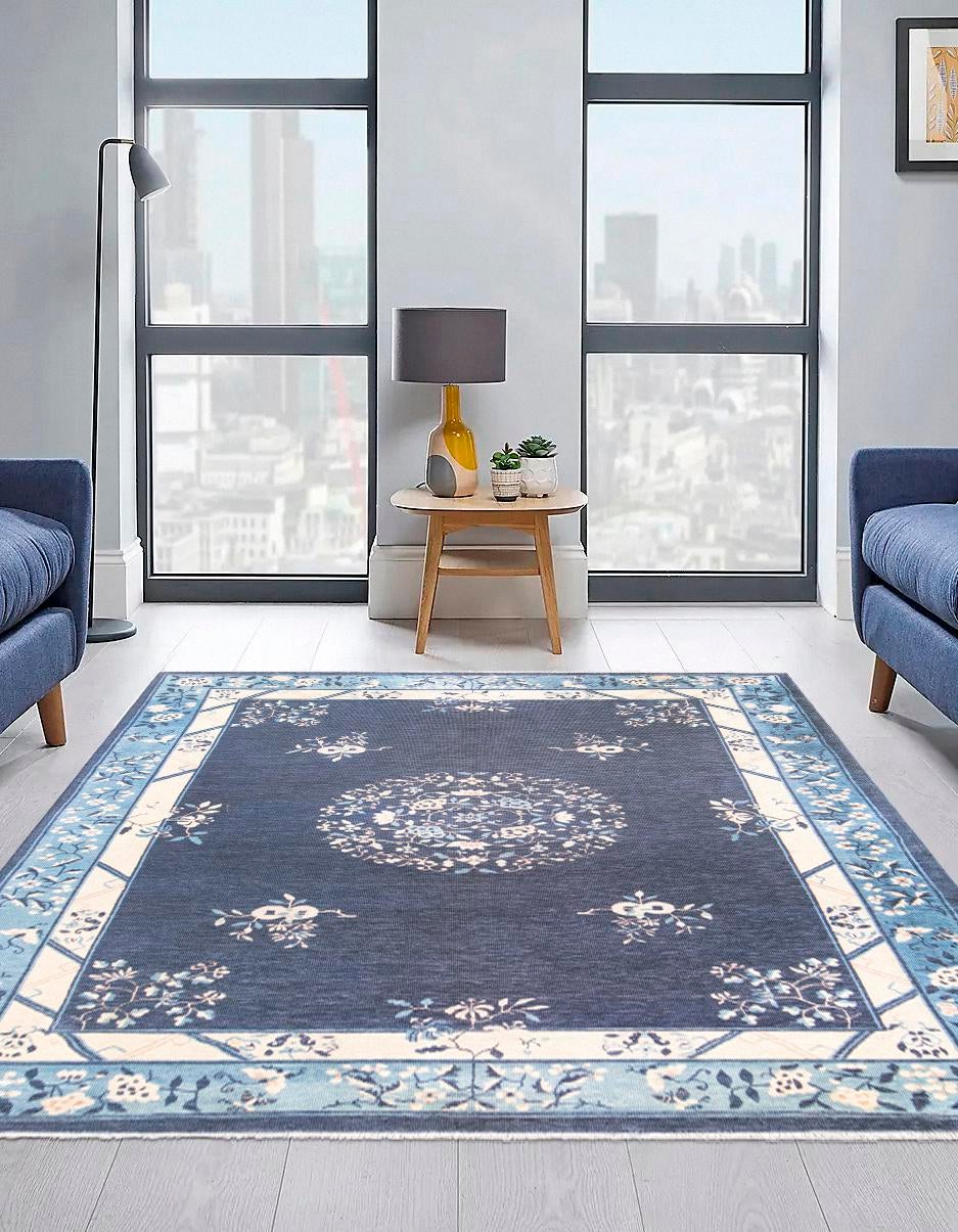 Bazaar Chic Collection Area Rug -  Ouarzazate Rectangle Navy Blue  lifestyle 3