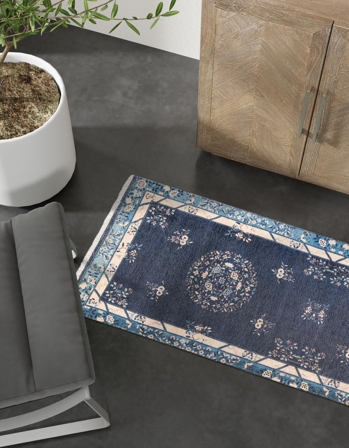 Bazaar Chic Collection Area Rug -  Ouarzazate Runner Navy Blue  lifestyle 30