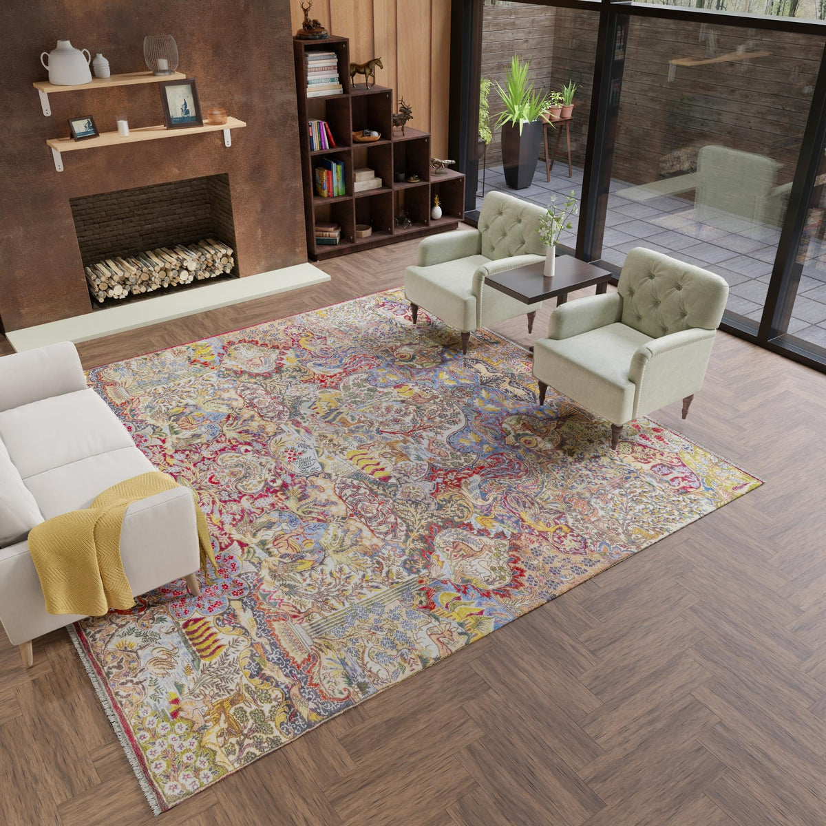 Bazaar Chic Collection Area Rug -  Safi Square Multi  lifestyle 65