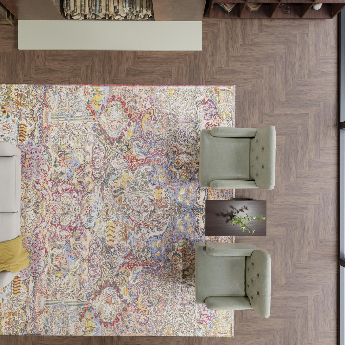 Bazaar Chic Collection Area Rug -  Safi Square Multi  lifestyle 68
