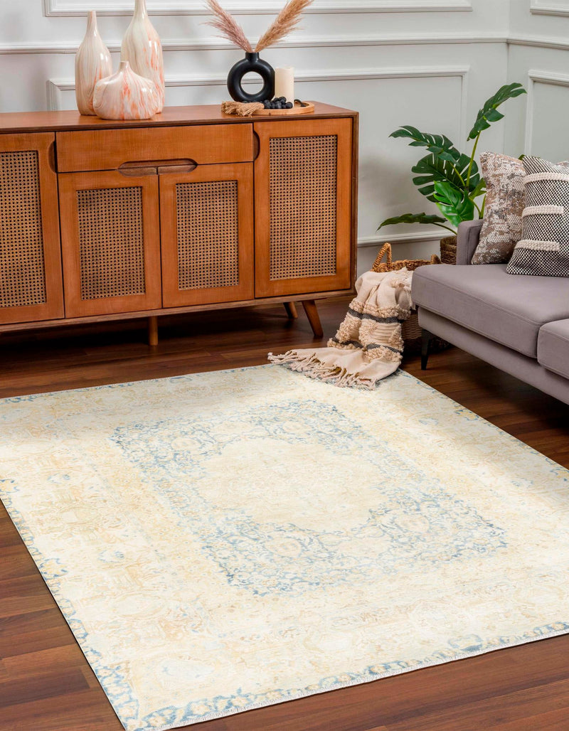 Bazaar Chic Collection Area Rug -  Kenitra Rectangle Blue and Ivory  lifestyle 2