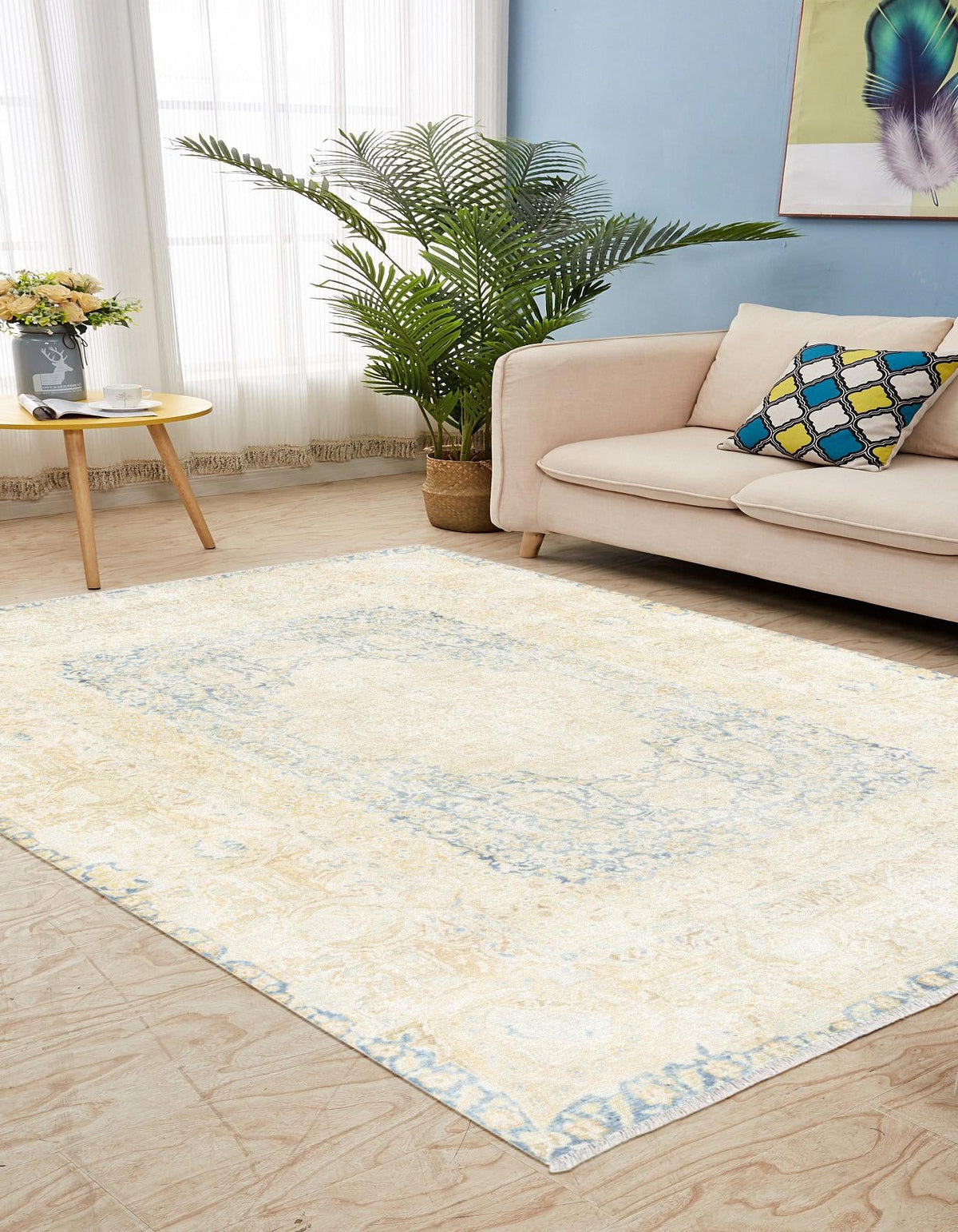 Bazaar Chic Collection Area Rug -  Kenitra Rectangle Blue and Ivory  lifestyle 3
