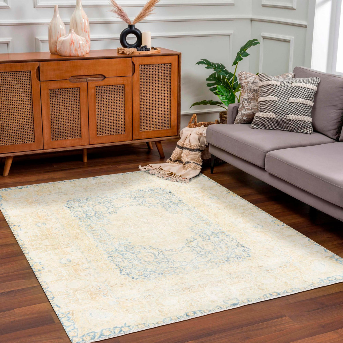 Bazaar Chic Collection Area Rug -  Kenitra Rectangle Blue and Ivory  lifestyle 15