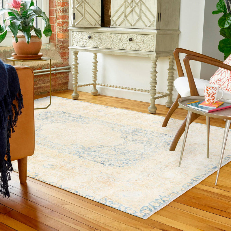 Bazaar Chic Collection Area Rug -  Kenitra Rectangle Blue and Ivory  lifestyle 17