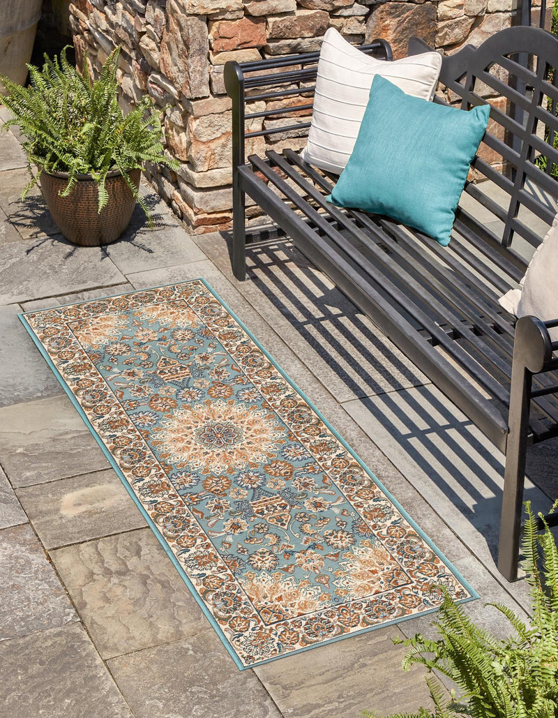 Patio Elegance Collection Area Rug -  Bower Runner Blue  lifestyle 57