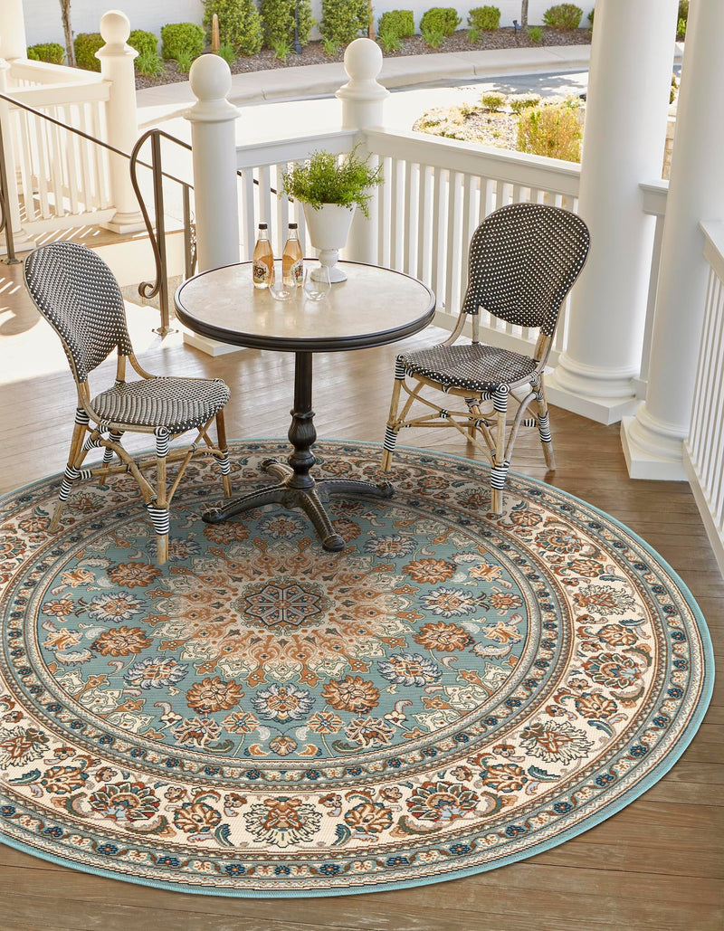 Patio Elegance Collection Area Rug -  Bower Round Blue  lifestyle 40