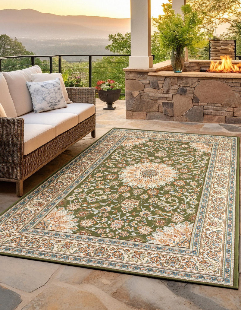Patio Elegance Collection Area Rug -  Bower Rectangle Green  lifestyle 6