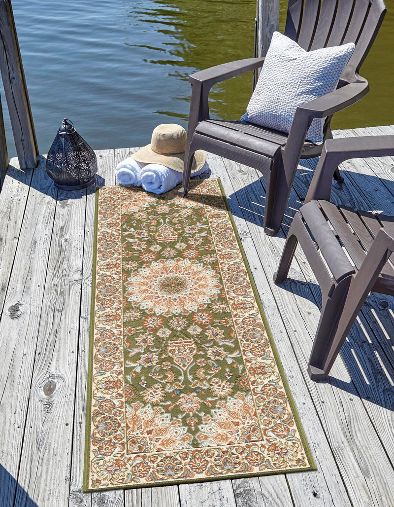 Patio Elegance Collection Area Rug -  Bower Runner Green  lifestyle 45