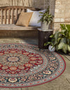 Patio Elegance Collection Area Rug -  Bower Round Red  lifestyle 50