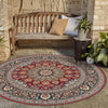 Patio Elegance Collection Area Rug -  Bower Round Red  lifestyle 136
