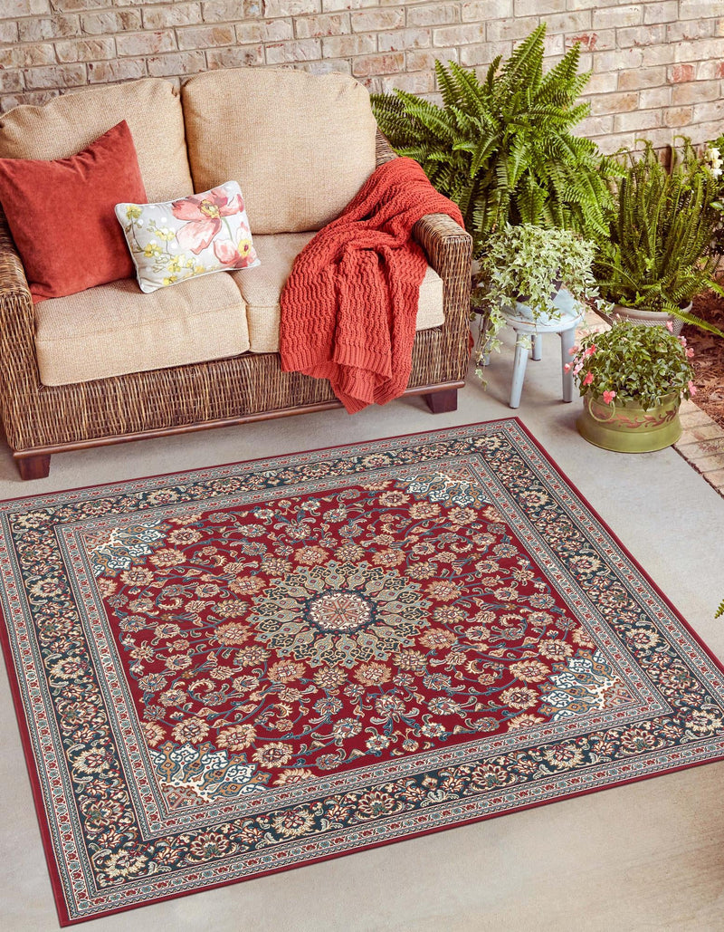 Patio Elegance Collection Area Rug -  Bower Square Red  lifestyle 42