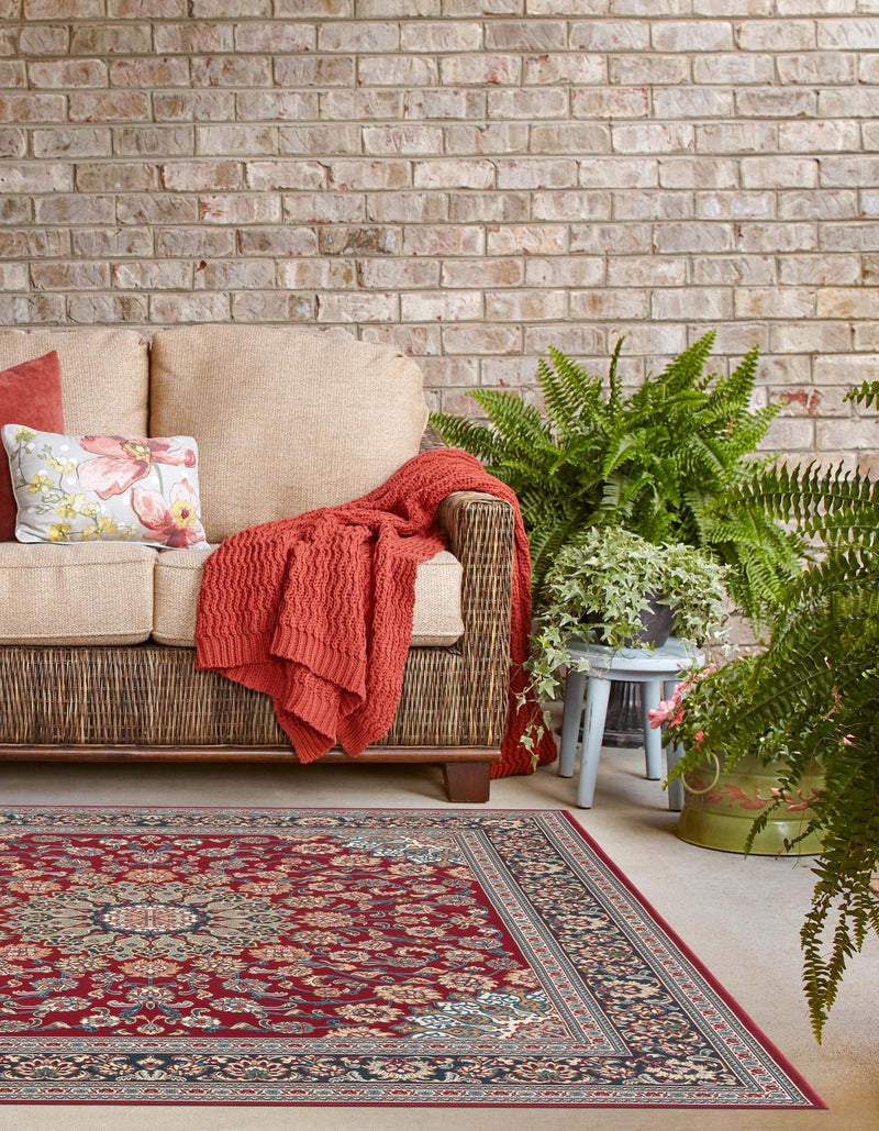 Patio Elegance Collection Area Rug -  Bower Square Red  lifestyle 49