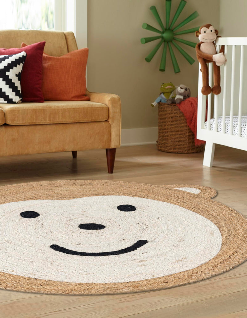 Playful Threads Jute Collection Area Rug - Tanglewood Round White and Natural  lifestyle 62