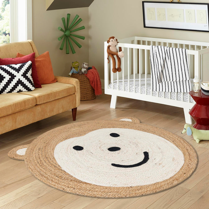 Playful Threads Jute Collection Area Rug - Tanglewood Round White and Natural  lifestyle 157