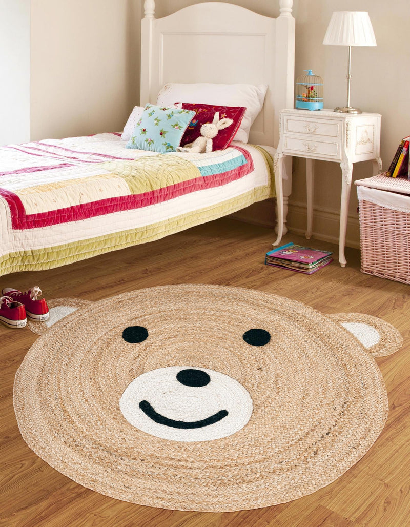 Playful Threads Jute Collection Area Rug - Tanglewood Round Natural and White  lifestyle 39