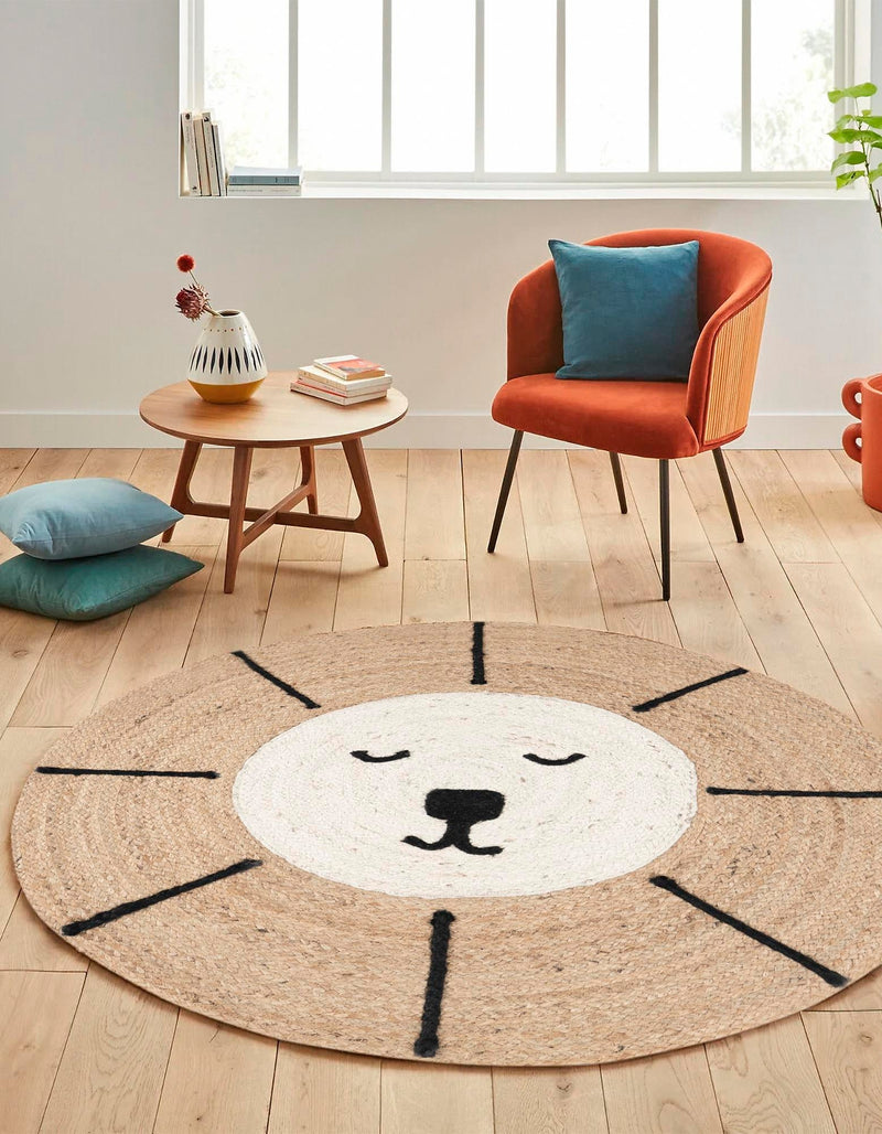 Playful Threads Jute Collection Area Rug - Tanglewood Round Natural and Ivory  lifestyle 37
