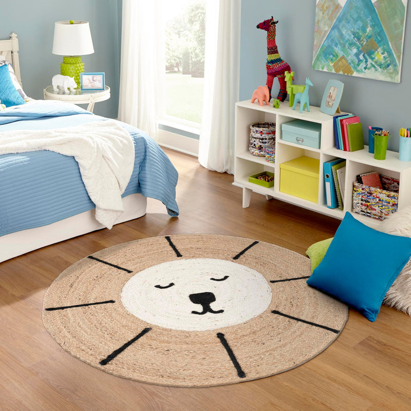 Playful Threads Jute Collection Area Rug - Tanglewood Round Natural and Ivory  lifestyle 100