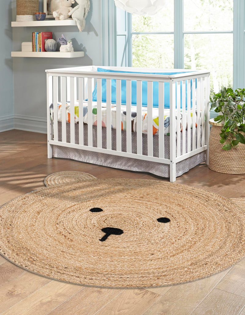 Playful Threads Jute Collection Area Rug - Tanglewood Round Natural  lifestyle 33