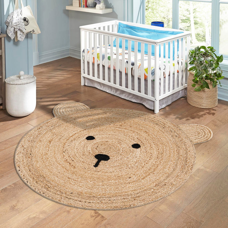 Playful Threads Jute Collection Area Rug - Tanglewood Round Natural  lifestyle 101