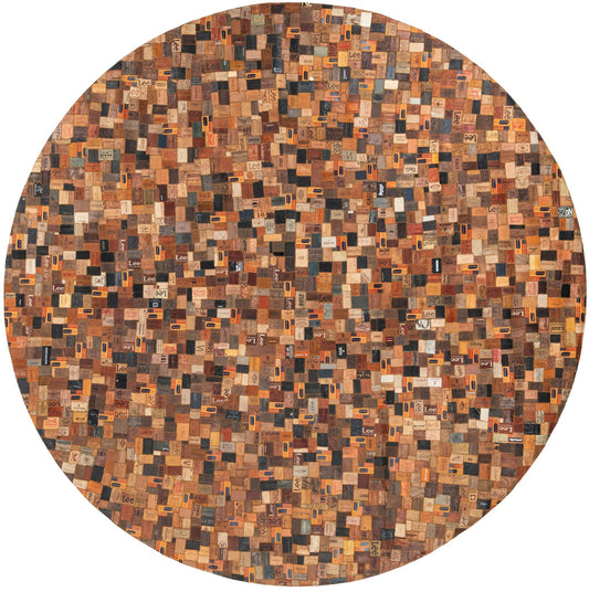 Havana Hide Patchwork Collection Area Rug - Cienfuegos Round Black and Brown Main