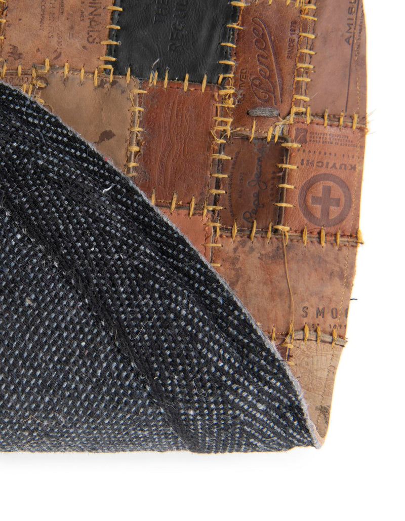 Havana Hide Patchwork Collection Area Rug - Cienfuegos Round Black and Brown  lifestyle 8