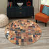 Havana Hide Patchwork Collection Area Rug - Cienfuegos Round Black and Brown  lifestyle 12