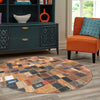 Havana Hide Patchwork Collection Area Rug - Cienfuegos Round Black and Brown  lifestyle 13