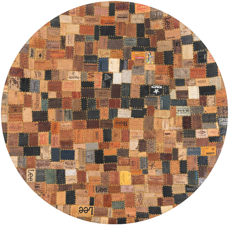 Havana Hide Patchwork Collection Area Rug - Cienfuegos Round Black and Brown  lifestyle 3