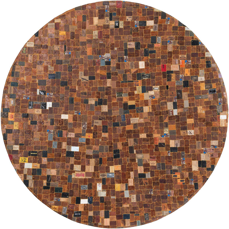Havana Hide Patchwork Collection Area Rug - Cienfuegos Round Black and Brown  lifestyle 2