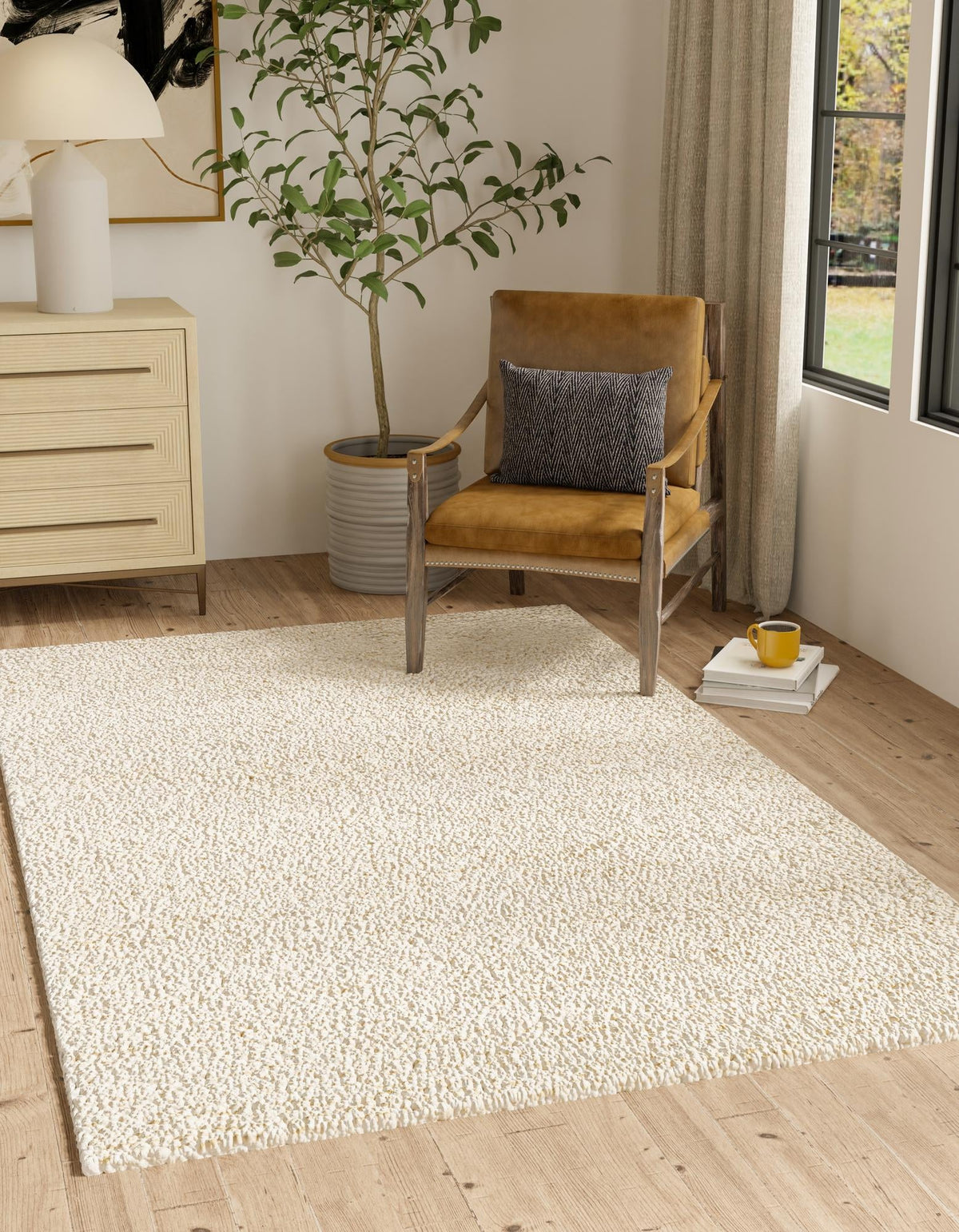 Wellington Luxe Shag Collection Area Rug - Kapiti Rectangle Moroccan Ivory  lifestyle 3