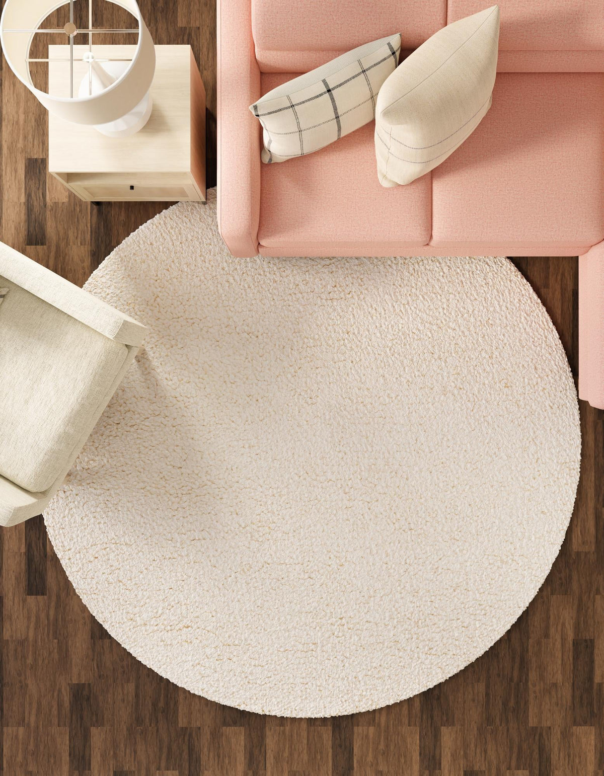 Wellington Luxe Shag Collection Area Rug - Kapiti Round Moroccan Ivory  lifestyle 48