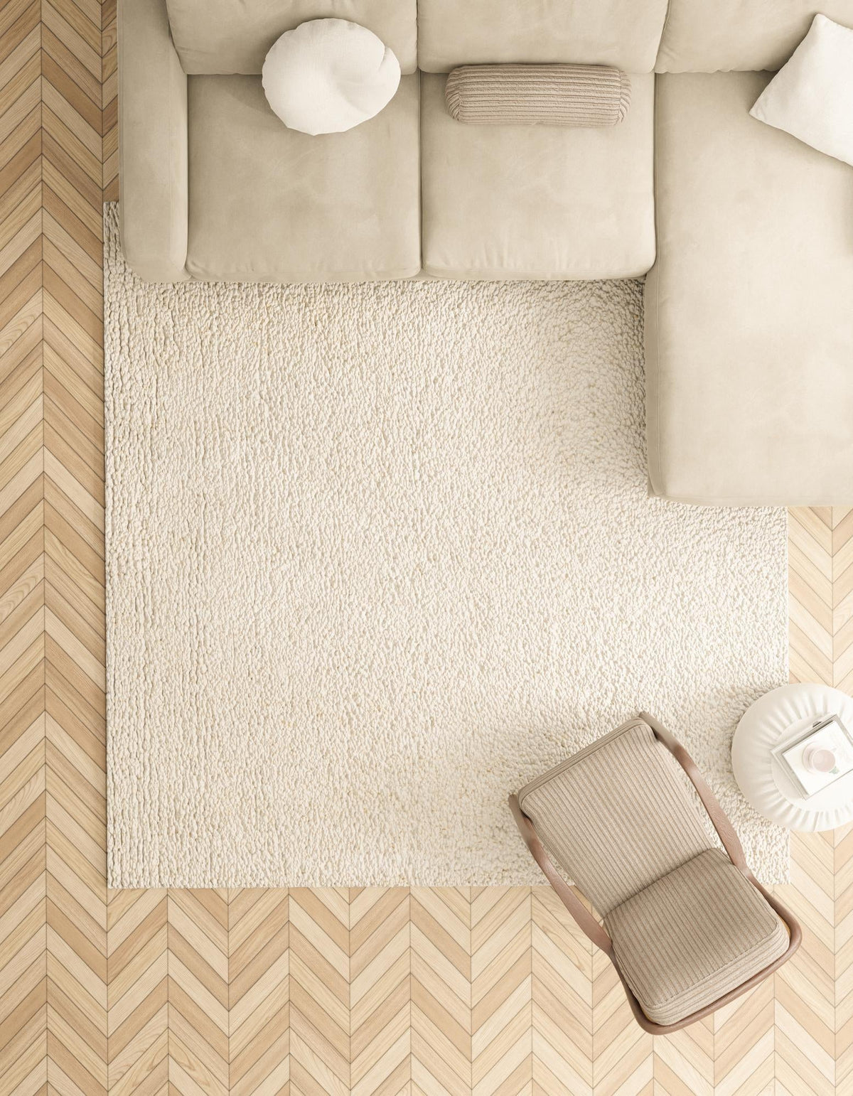 Wellington Luxe Shag Collection Area Rug - Kapiti Square Moroccan Ivory  lifestyle 155