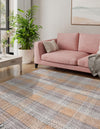 Sustainable Grid Indoor-Outdoor Oasis Collection Area Rug - Savannah Square Desert Gray  lifestyle 118