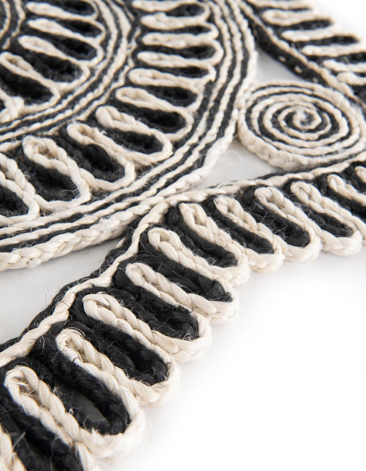 Woven Seaside Jute Collection Area Rug - Nantucket Round Black and White  lifestyle 58
