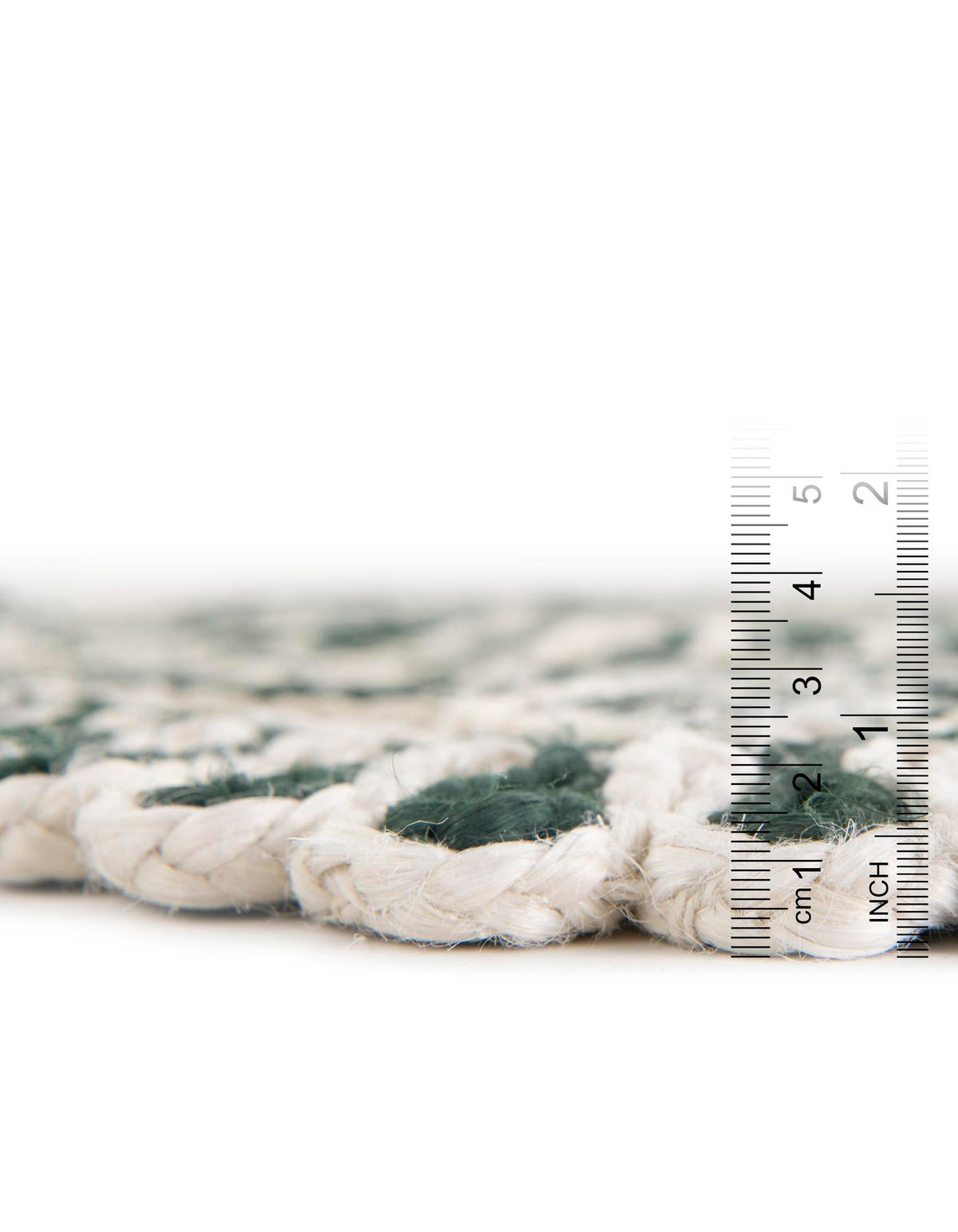 Woven Seaside Jute Collection Area Rug - Nantucket Round Green and White  lifestyle 35