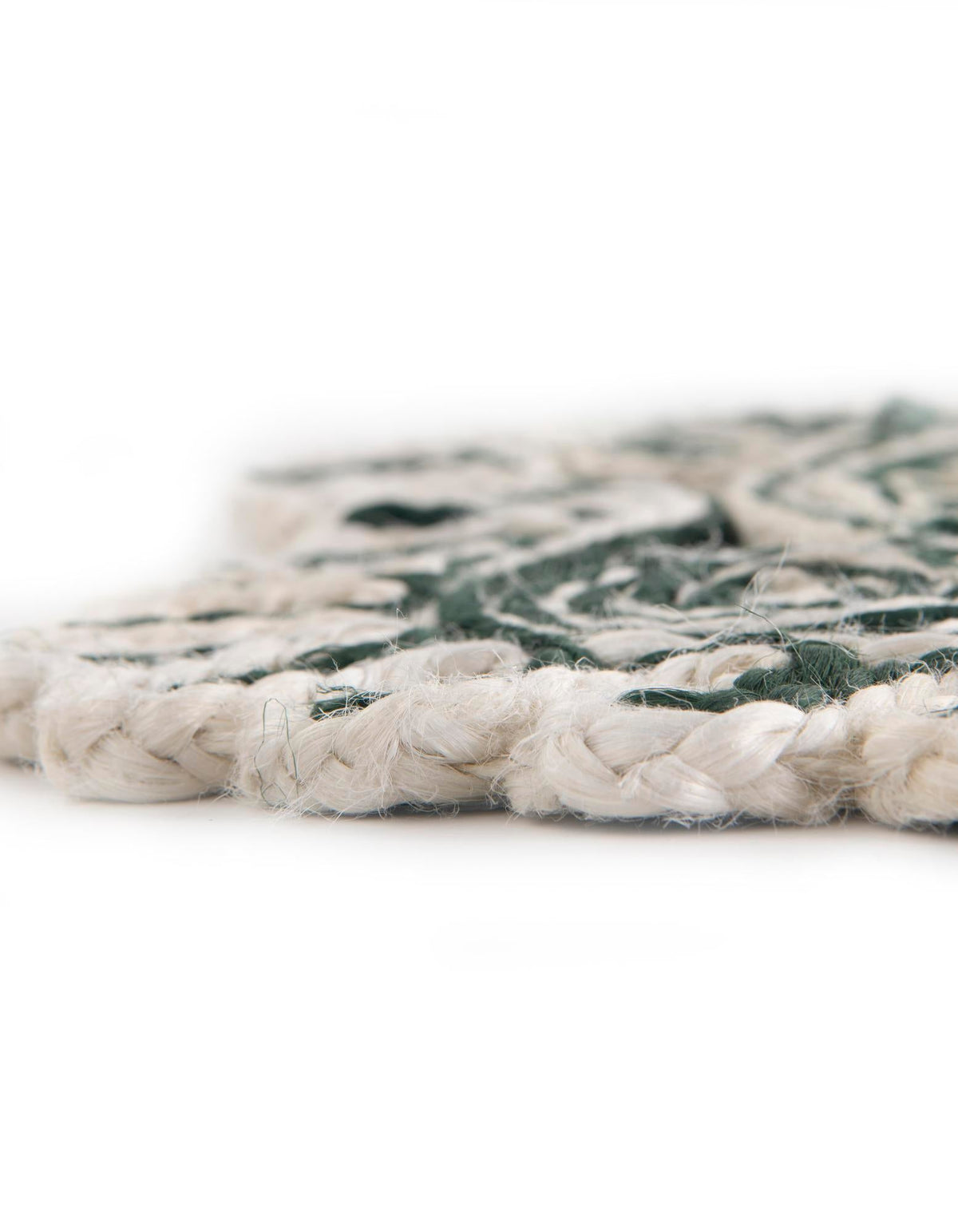 Woven Seaside Jute Collection Area Rug - Nantucket Round Green and White  lifestyle 44