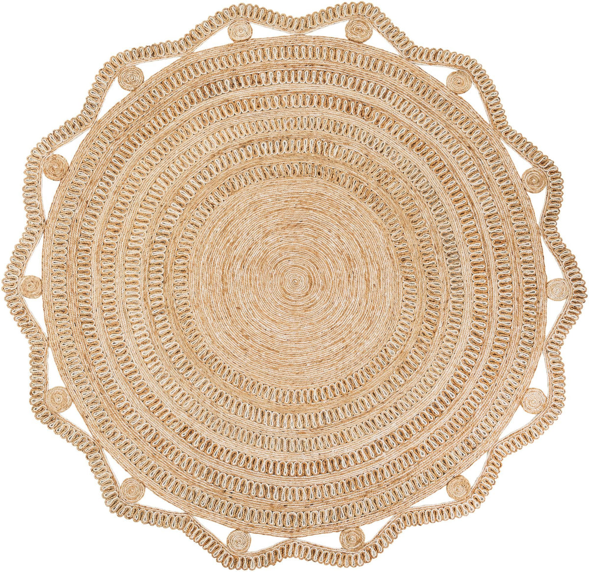 Woven Seaside Jute Collection Area Rug - Nantucket Round Natural and White  lifestyle 3