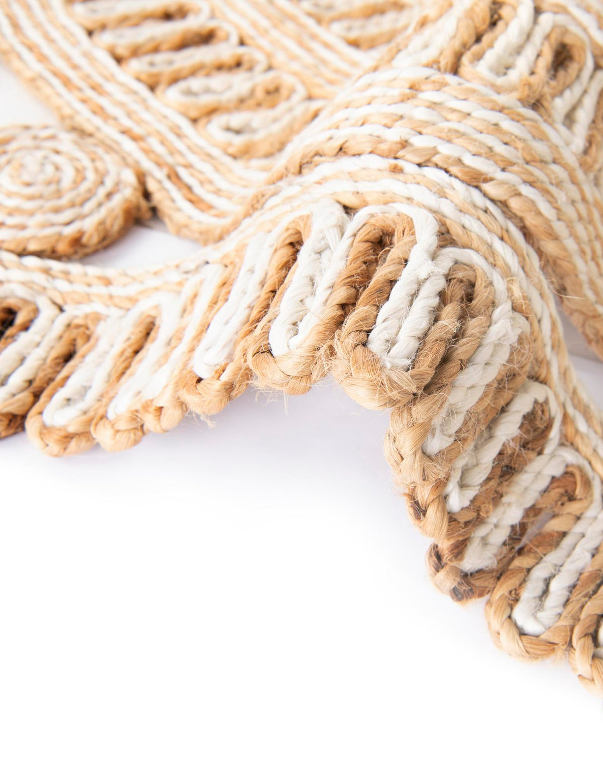 Woven Seaside Jute Collection Area Rug - Nantucket Round Natural and White  lifestyle 60