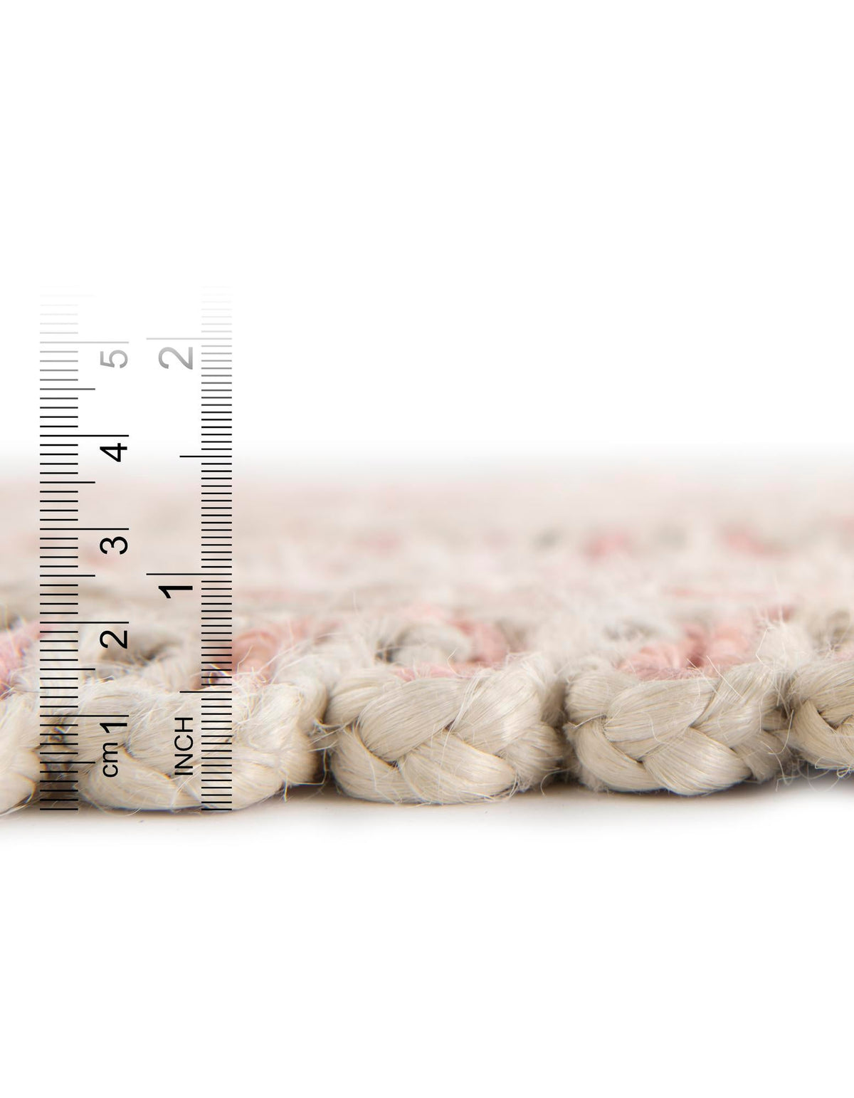 Woven Seaside Jute Collection Area Rug - Nantucket Round Pink and White  lifestyle 37