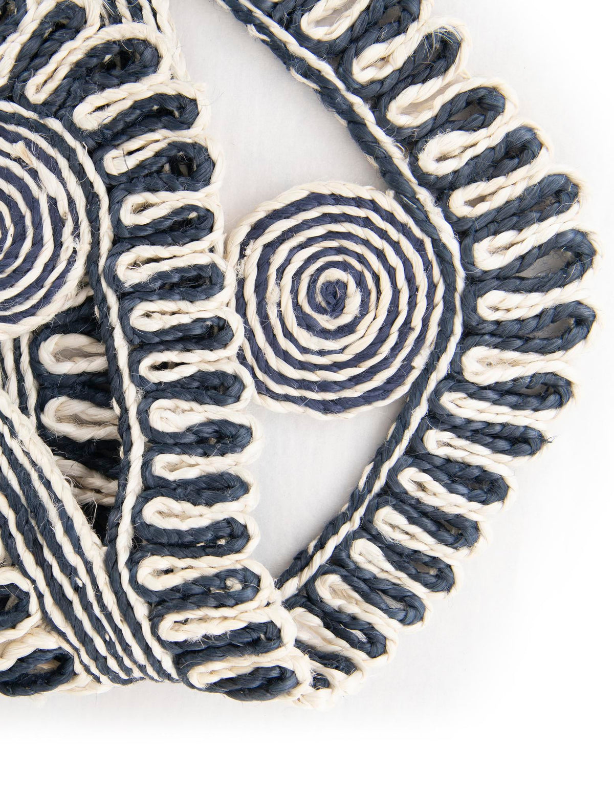 Woven Seaside Jute Collection Area Rug - Nantucket Round Navy and White  lifestyle 57