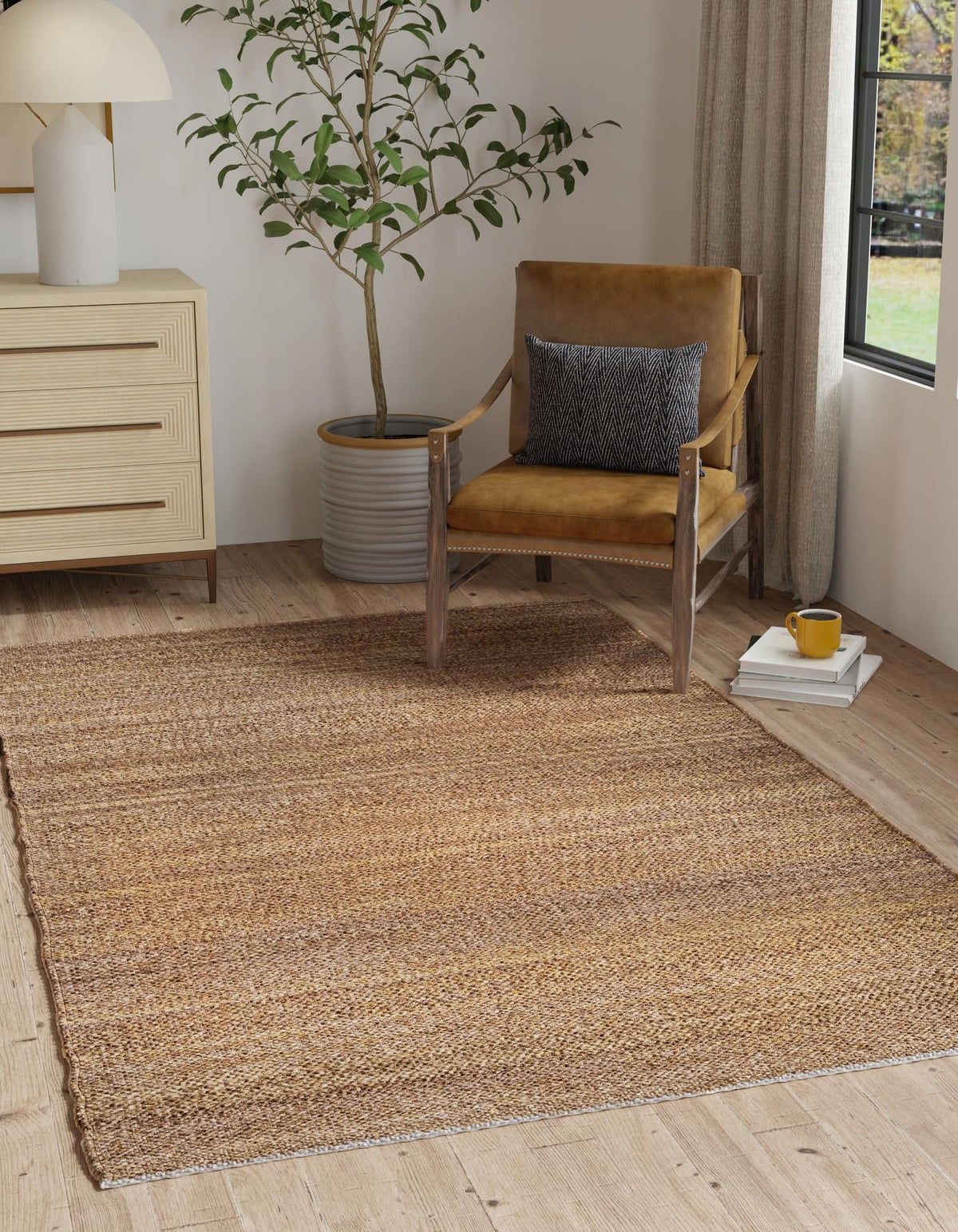 Coastal Haven Jute Collection Area Rug - Malibu Rectangle Sepia Brown  lifestyle 6