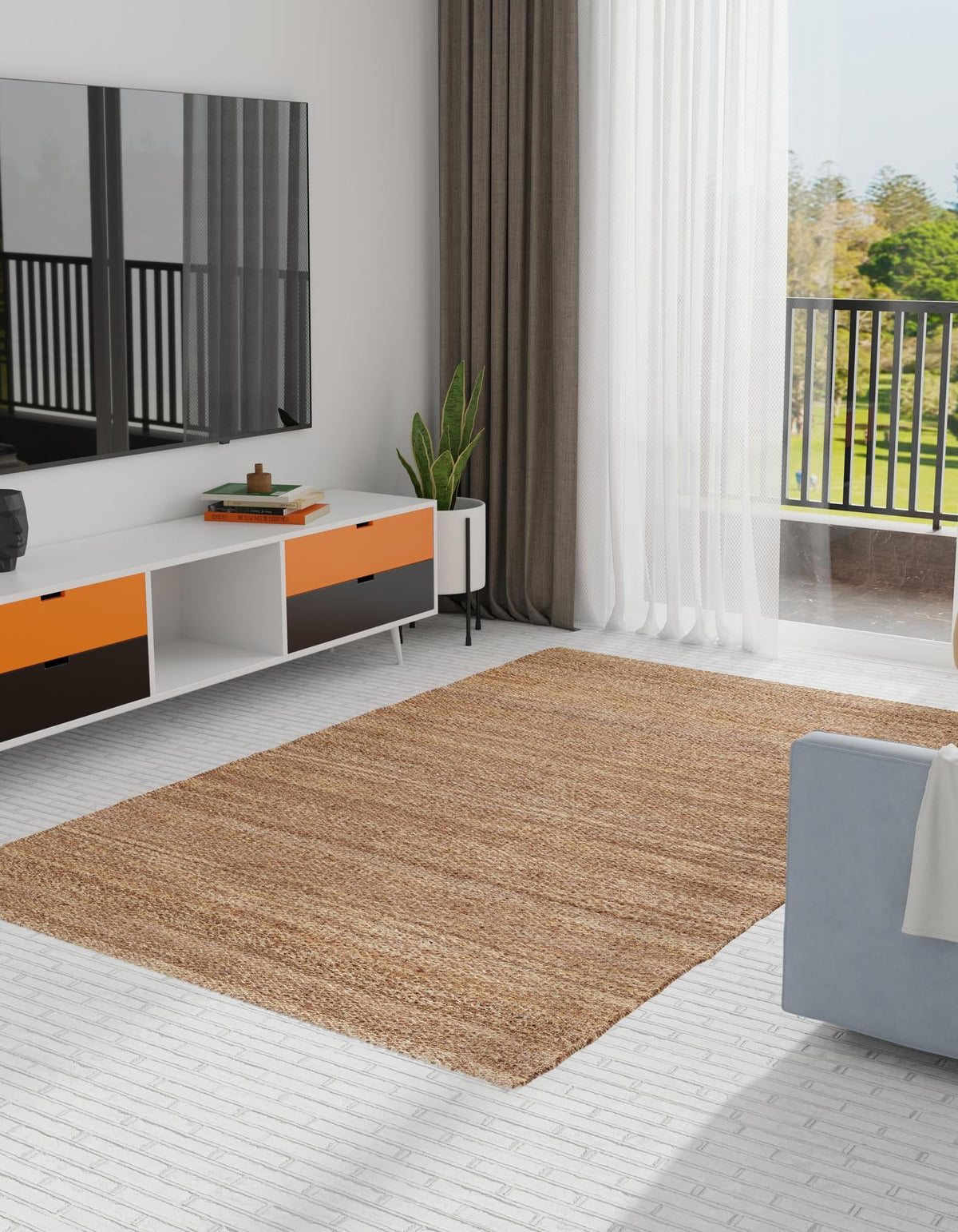 Coastal Haven Jute Collection Area Rug - Malibu Rectangle Sepia Brown  lifestyle 11
