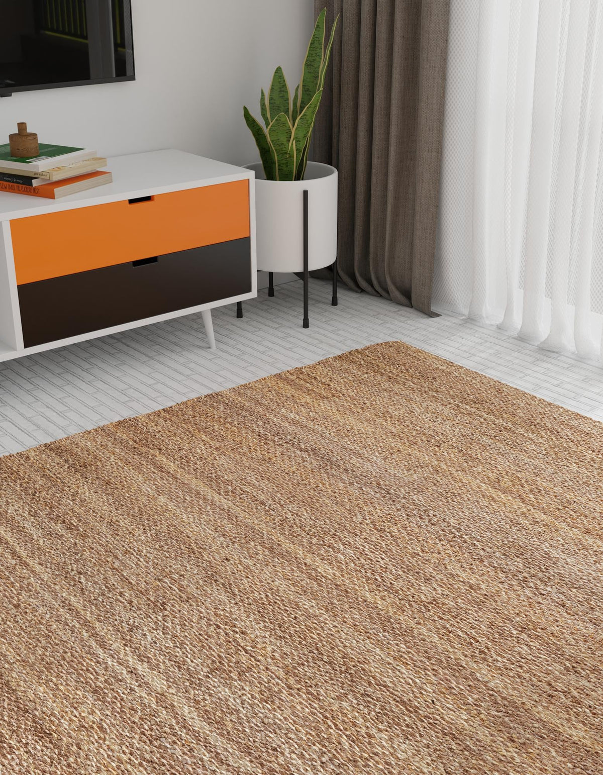 Coastal Haven Jute Collection Area Rug - Malibu Rectangle Sepia Brown  lifestyle 16
