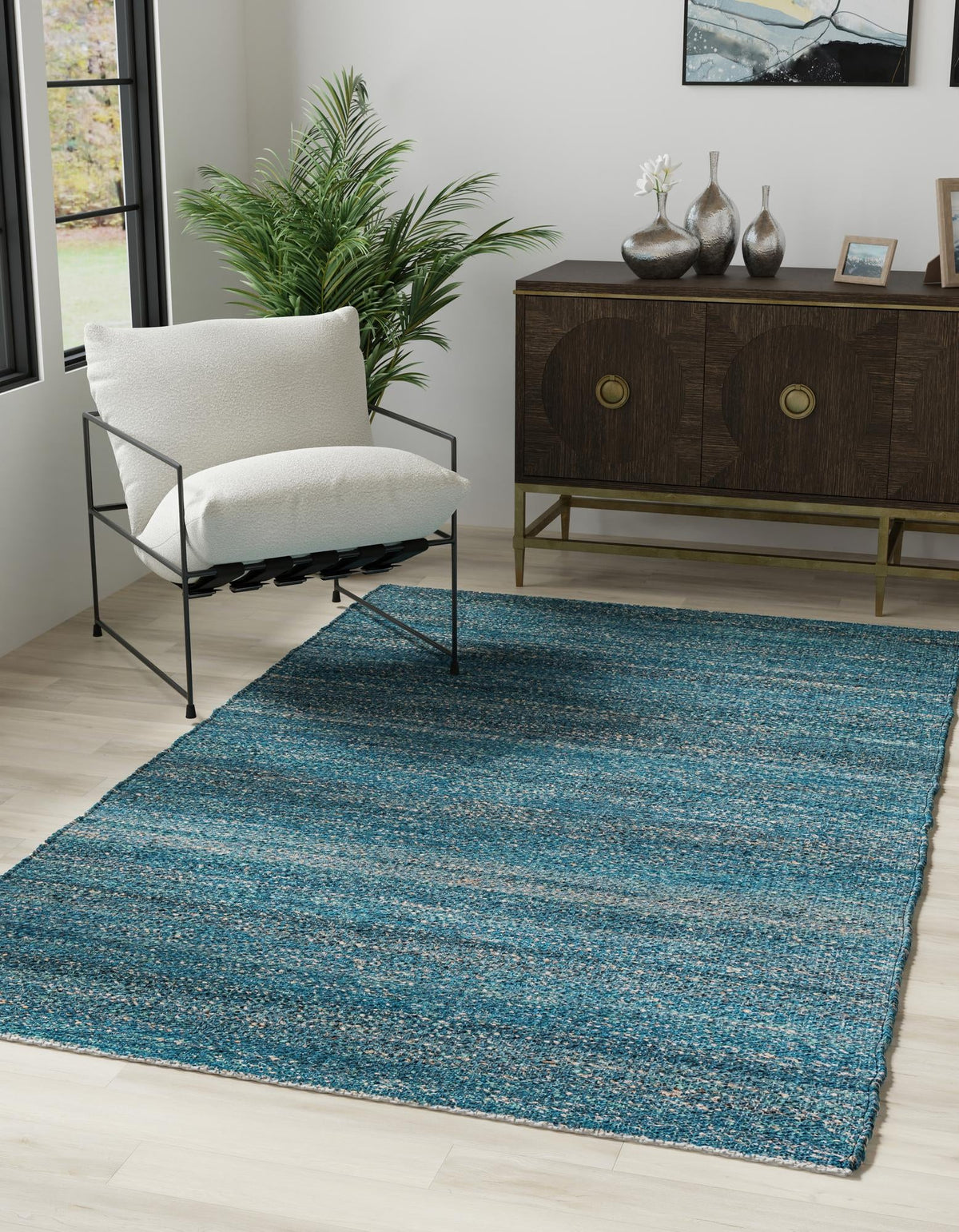 Coastal Haven Jute Collection Area Rug - Malibu Rectangle Ocean Blue  lifestyle 4