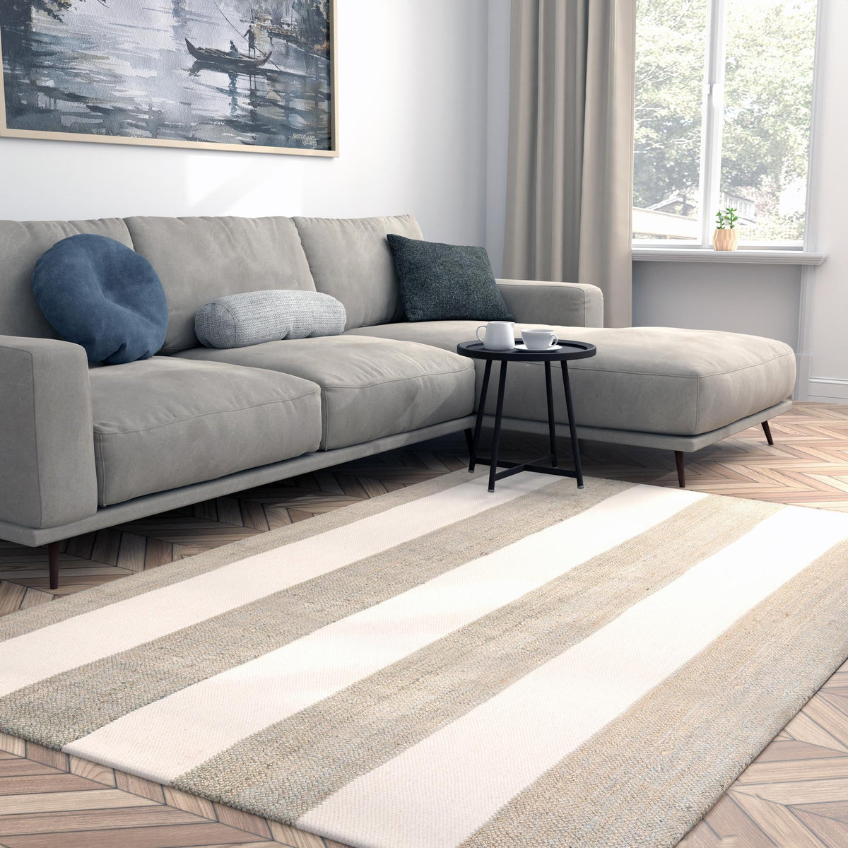 Martha's Vineyard Blueprints Collection Area Rug - Edgartown Rectangle Gray  lifestyle 51