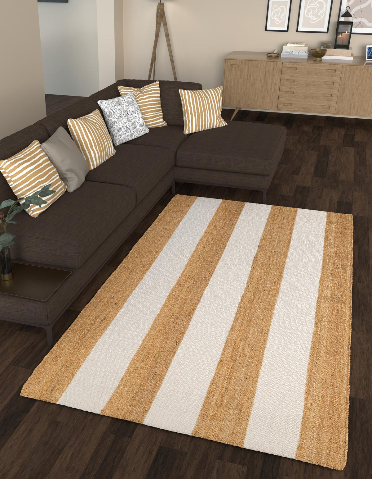 Martha's Vineyard Blueprints Collection Area Rug - Edgartown Rectangle Tan Sand  lifestyle 7
