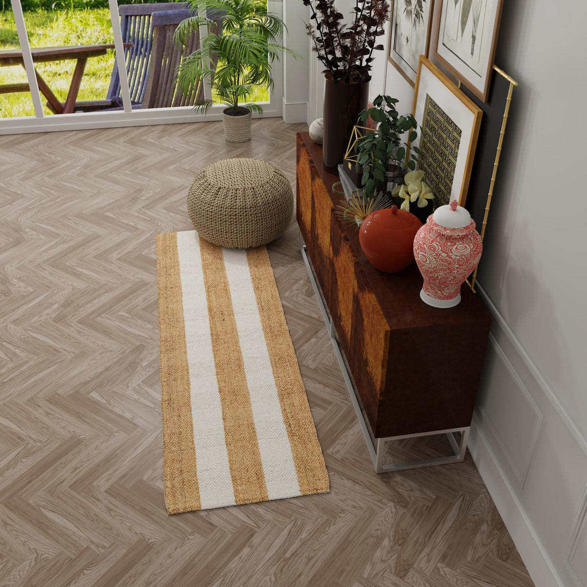 Martha's Vineyard Blueprints Collection Area Rug - Edgartown Runner Tan Sand  lifestyle 106