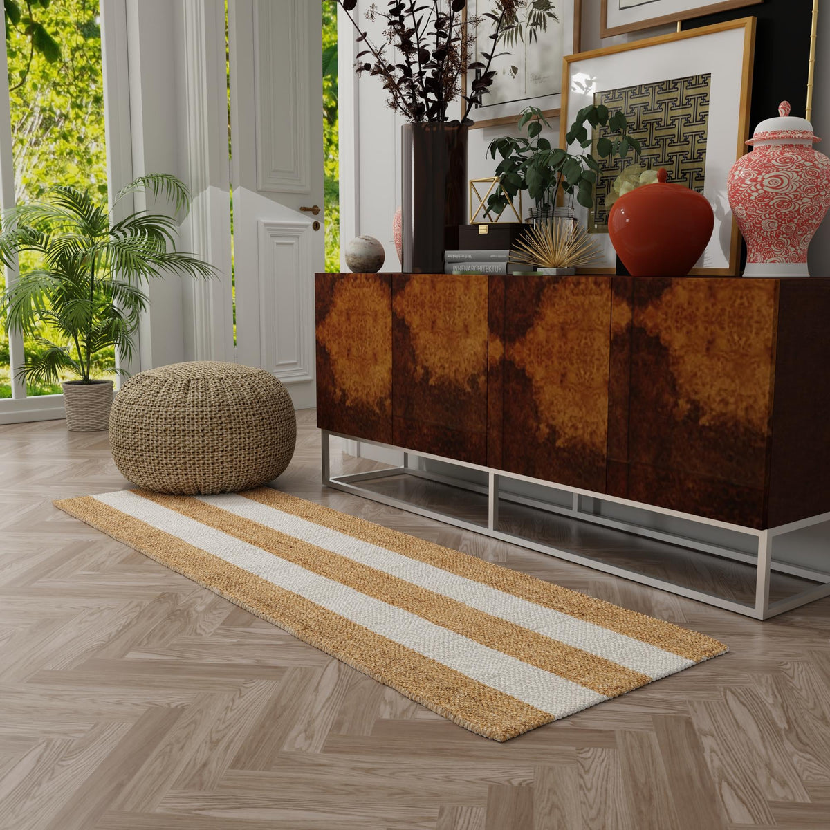 Martha's Vineyard Blueprints Collection Area Rug - Edgartown Runner Tan Sand  lifestyle 114