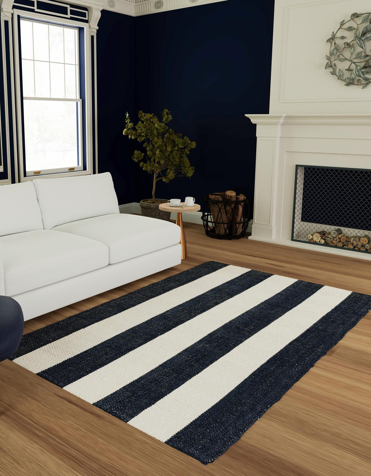 Martha's Vineyard Blueprints Collection Area Rug - Edgartown Rectangle Nautical Navy  lifestyle 4